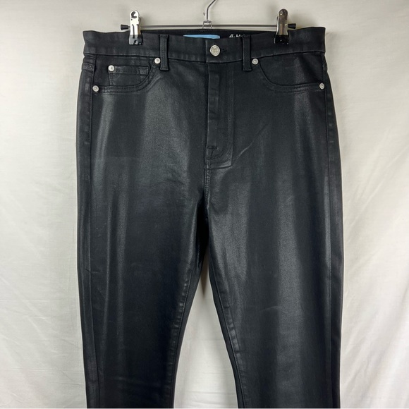 7 for all Mankind The High Waist Ankle Skinny Jeans in Black Coated Wax Size 31 - Picture 5 of 16